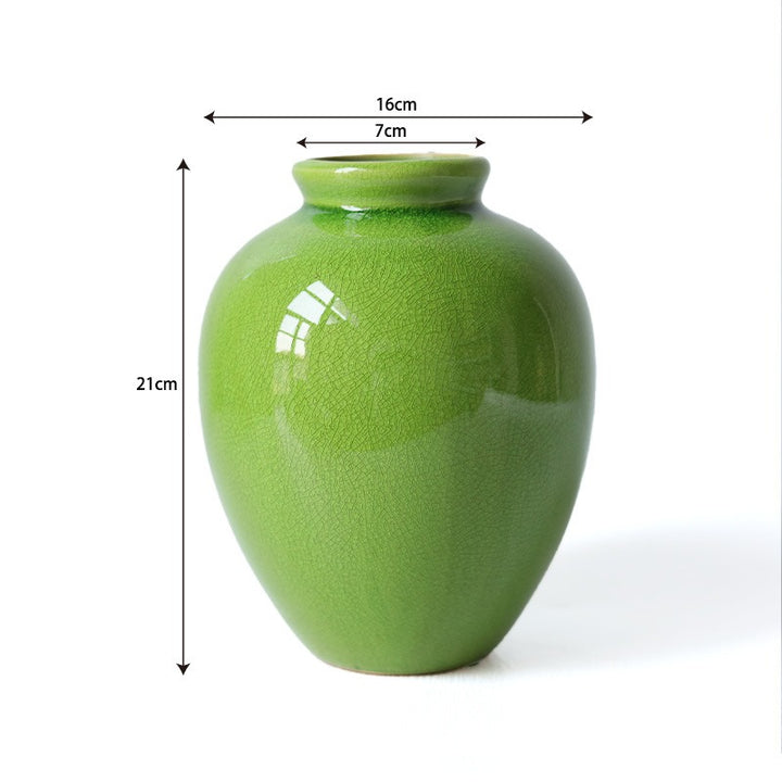 Green Crackle Ceramic Vase
