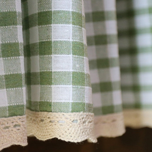 Lace & Green Check Cabinet Curtain