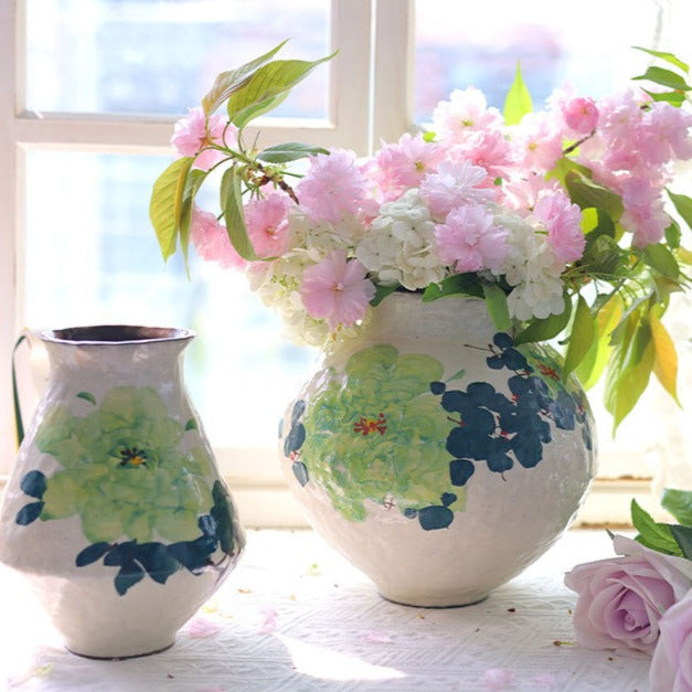 Green Rose Ceramic Vase
