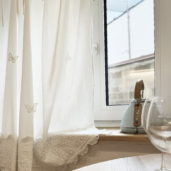 Creamy Butterfly Cabinet Curtain