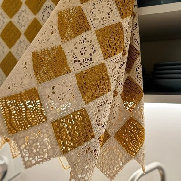 Mustard Diamond Lace Cabinet Curtain