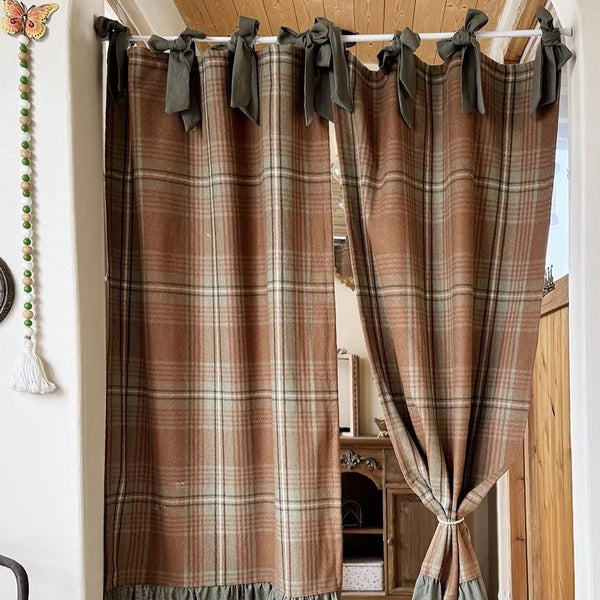 Vintage Plaid Cabinet Curtain