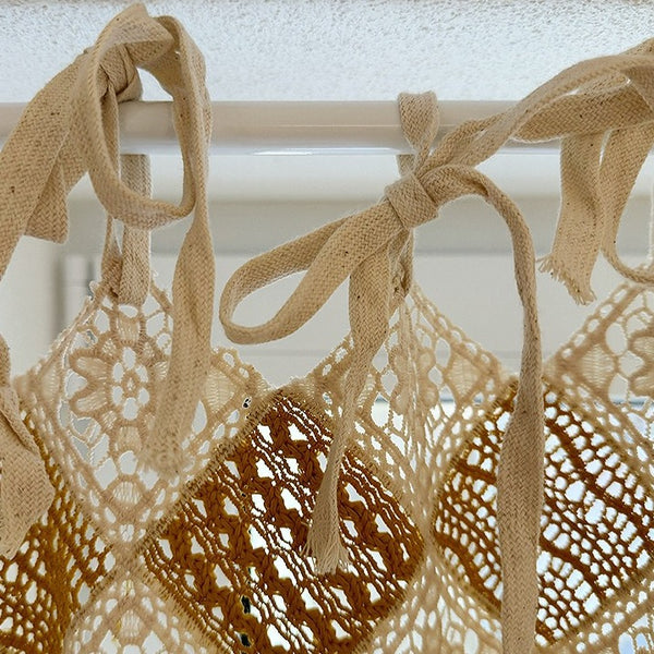 Diamond Crochet & Linen Cabinet Curtain