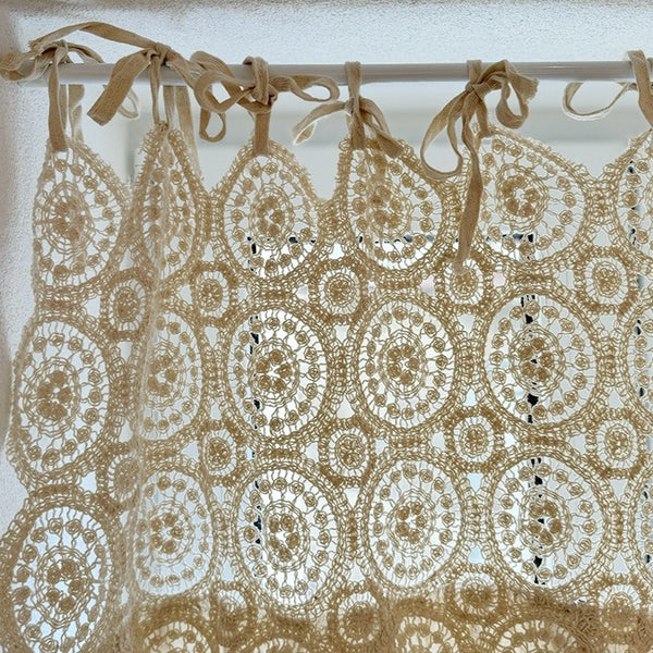 Rustic Beige Cabinet Curtain