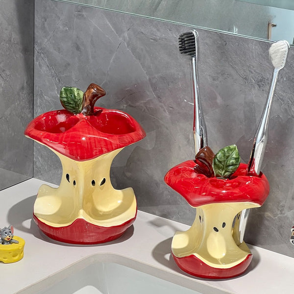 Fun Apple Core Toothbrush Holder