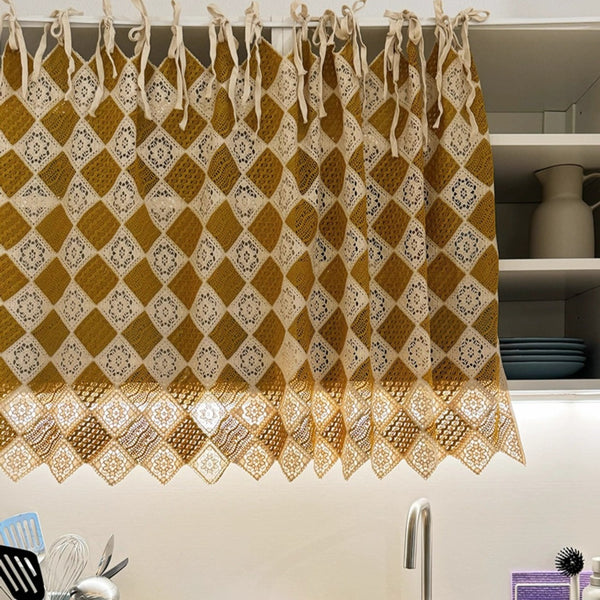 Mustard Diamond Lace Cabinet Curtain