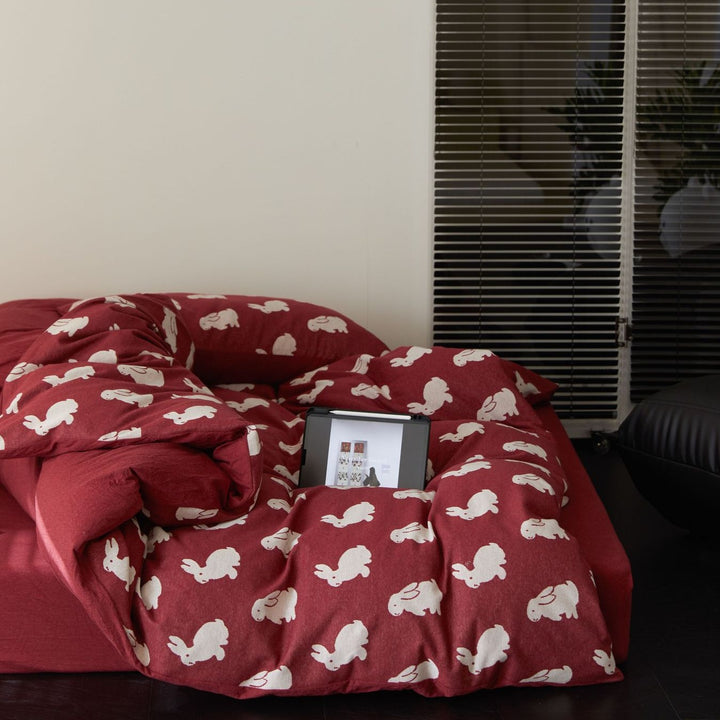 Retro Bunny and Clover Bedding Set
