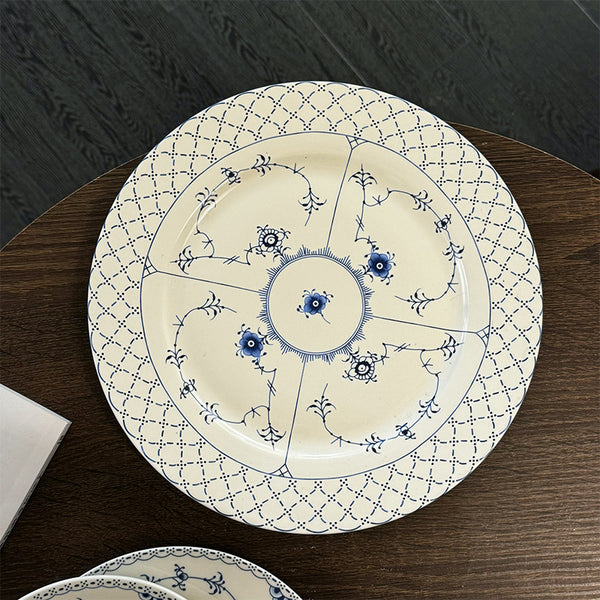 Rustic Blue and White Ceramic Plate