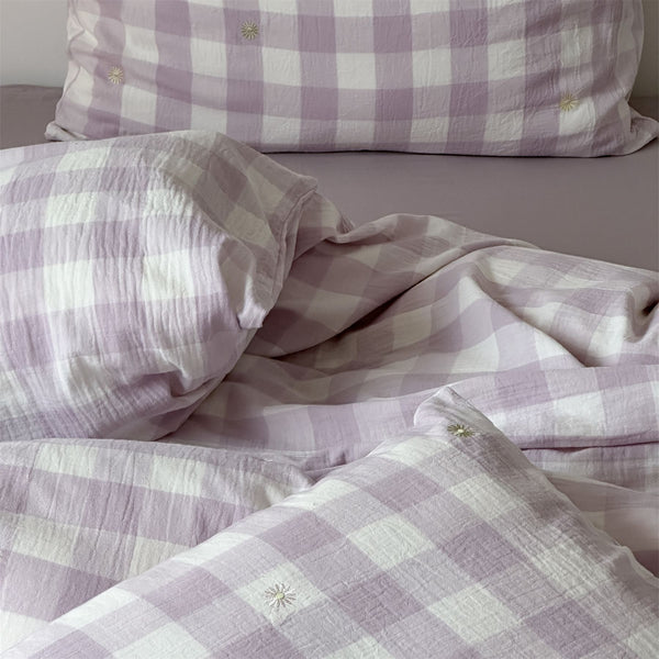 Purple Checkered Bedding Set