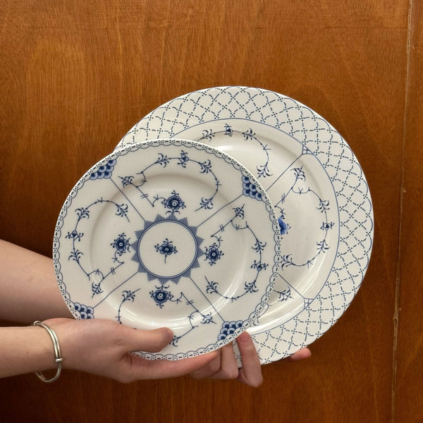 Rustic Blue and White Ceramic Plate