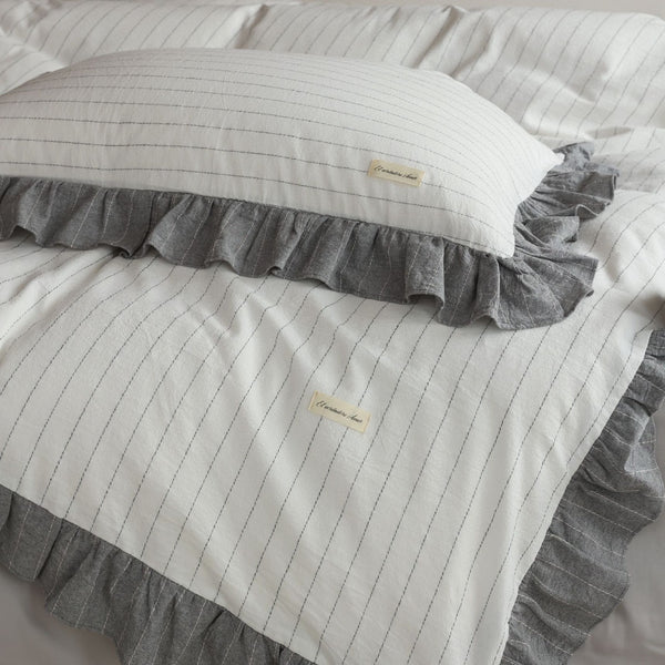 Soft Gray Ruffled Bedding Set
