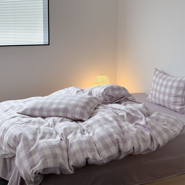 Purple Checkered Bedding Set