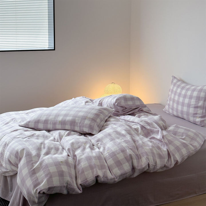 Purple Checkered Bedding Set