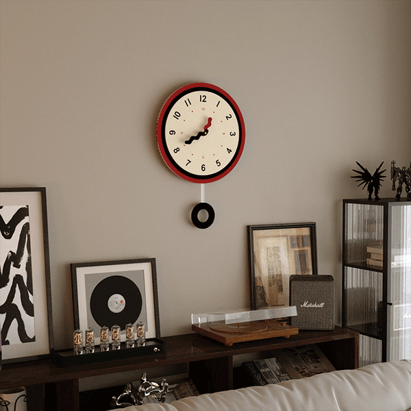 Red Accent Wall Clock