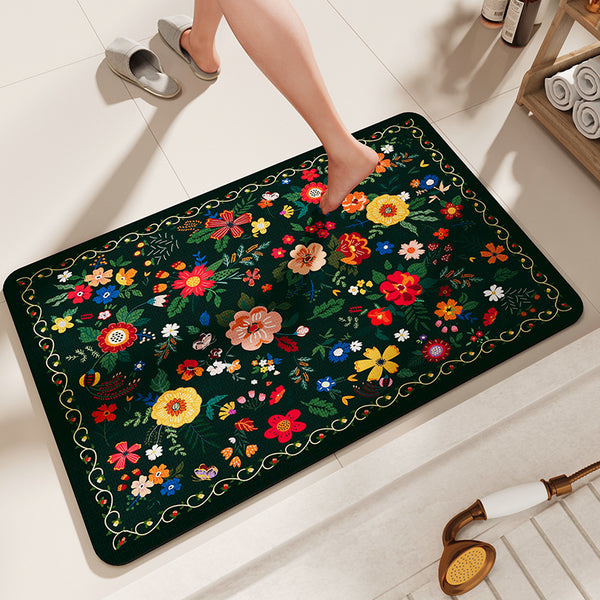 Floral Design Bath Mat