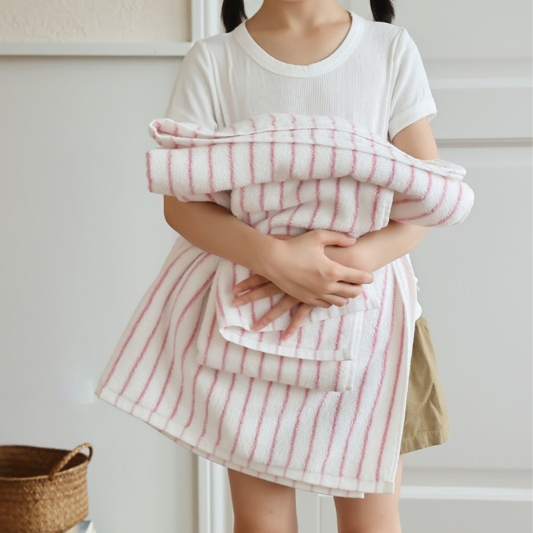 Blush Pink Stripe Cotton Towel