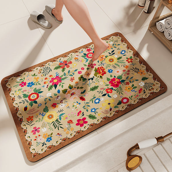 Floral Design Bath Mat