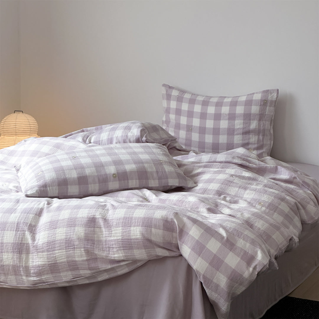 Purple Checkered Bedding Set