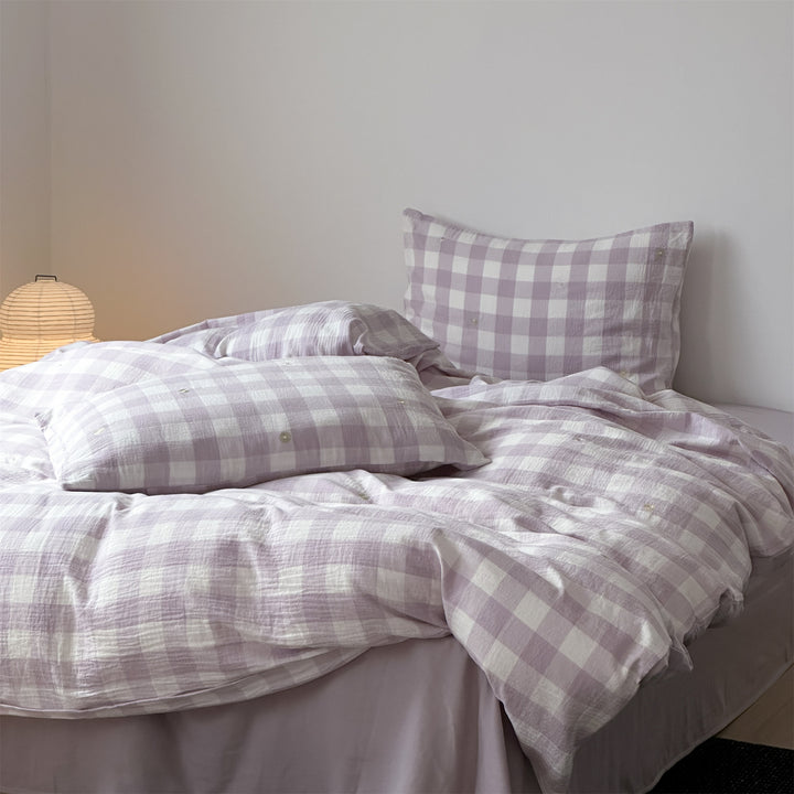 Purple Checkered Bedding Set