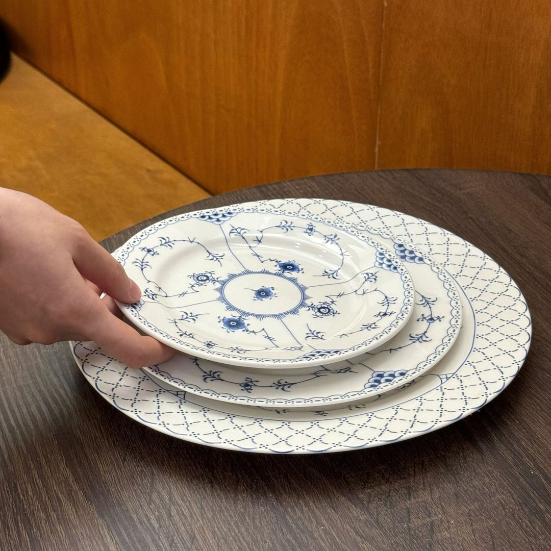 Rustic Blue and White Ceramic Plate