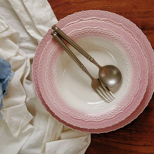 Pink Lace-Edge Ceramic Plate