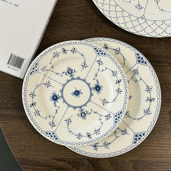 Rustic Blue and White Ceramic Plate