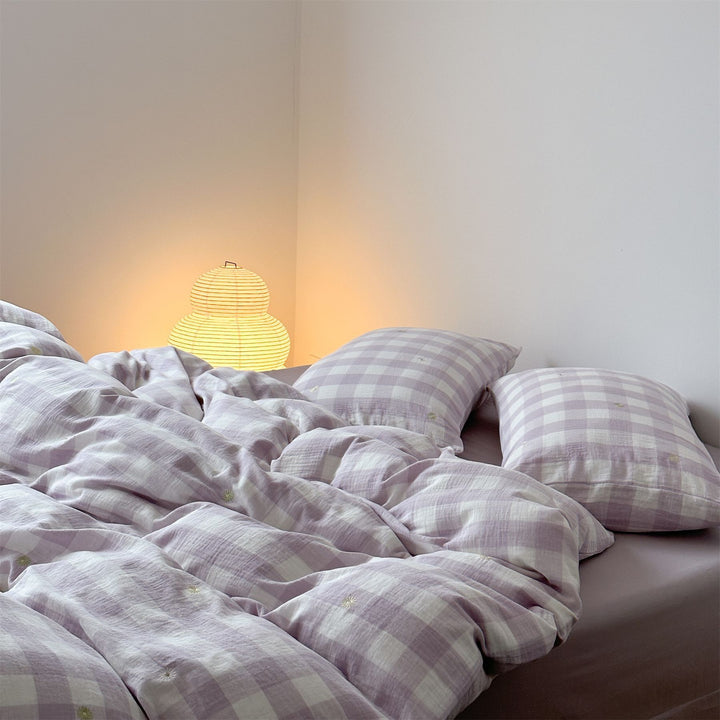 Purple Checkered Bedding Set