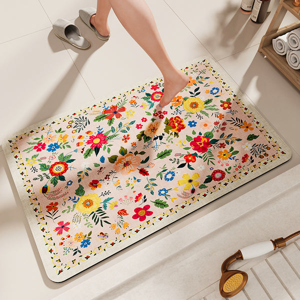 Floral Design Bath Mat