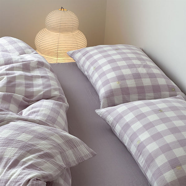 Purple Checkered Bedding Set