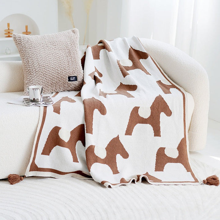 Knitted Horse Tassel Blanket