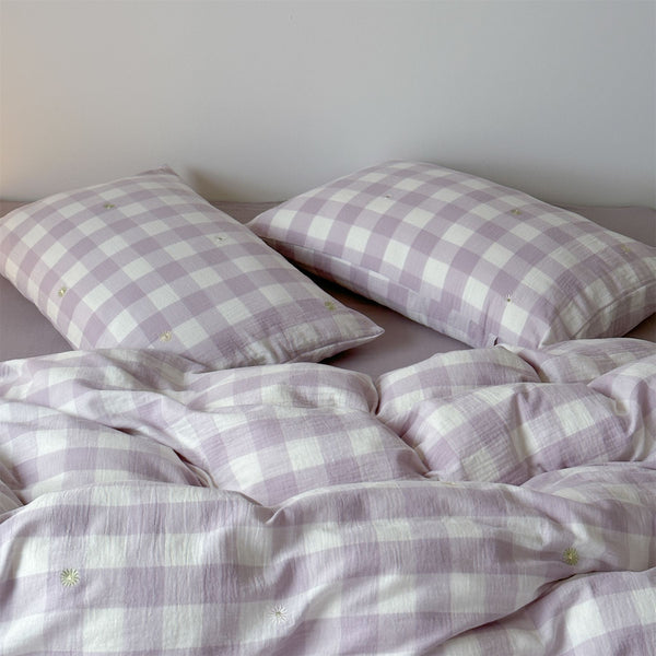 Purple Checkered Bedding Set