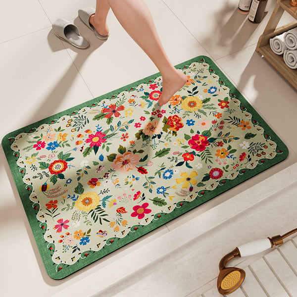 Floral Design Bath Mat