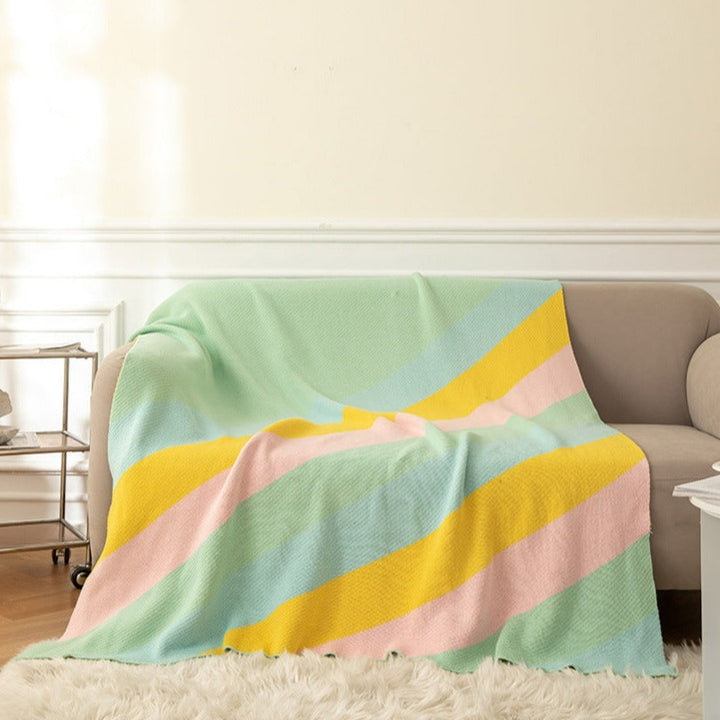 Rainbow Vivid Cotton Blanket