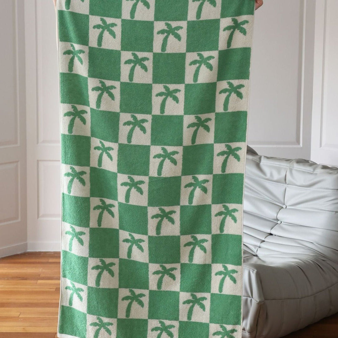 Cactus and Palm Check Towel Set - Towel - Delicors