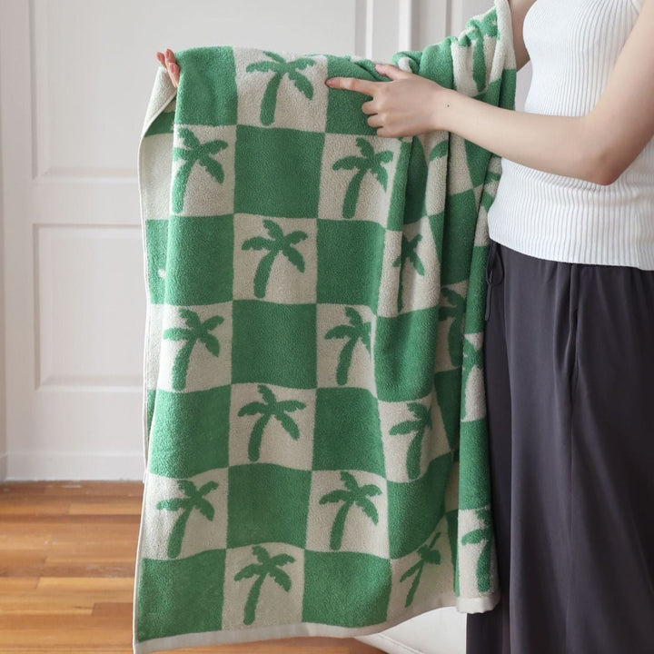 Cactus and Palm Check Towel Set - Towel - Delicors