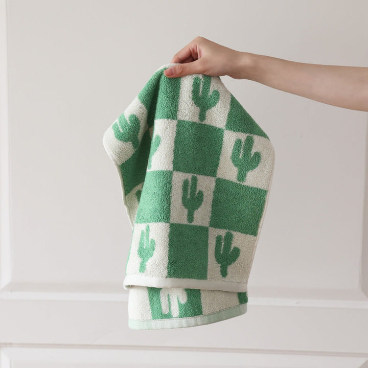 Cactus and Palm Check Towel Set - Towel - Delicors