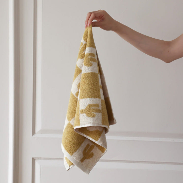 Cactus and Palm Check Towel Set - Towel - Delicors