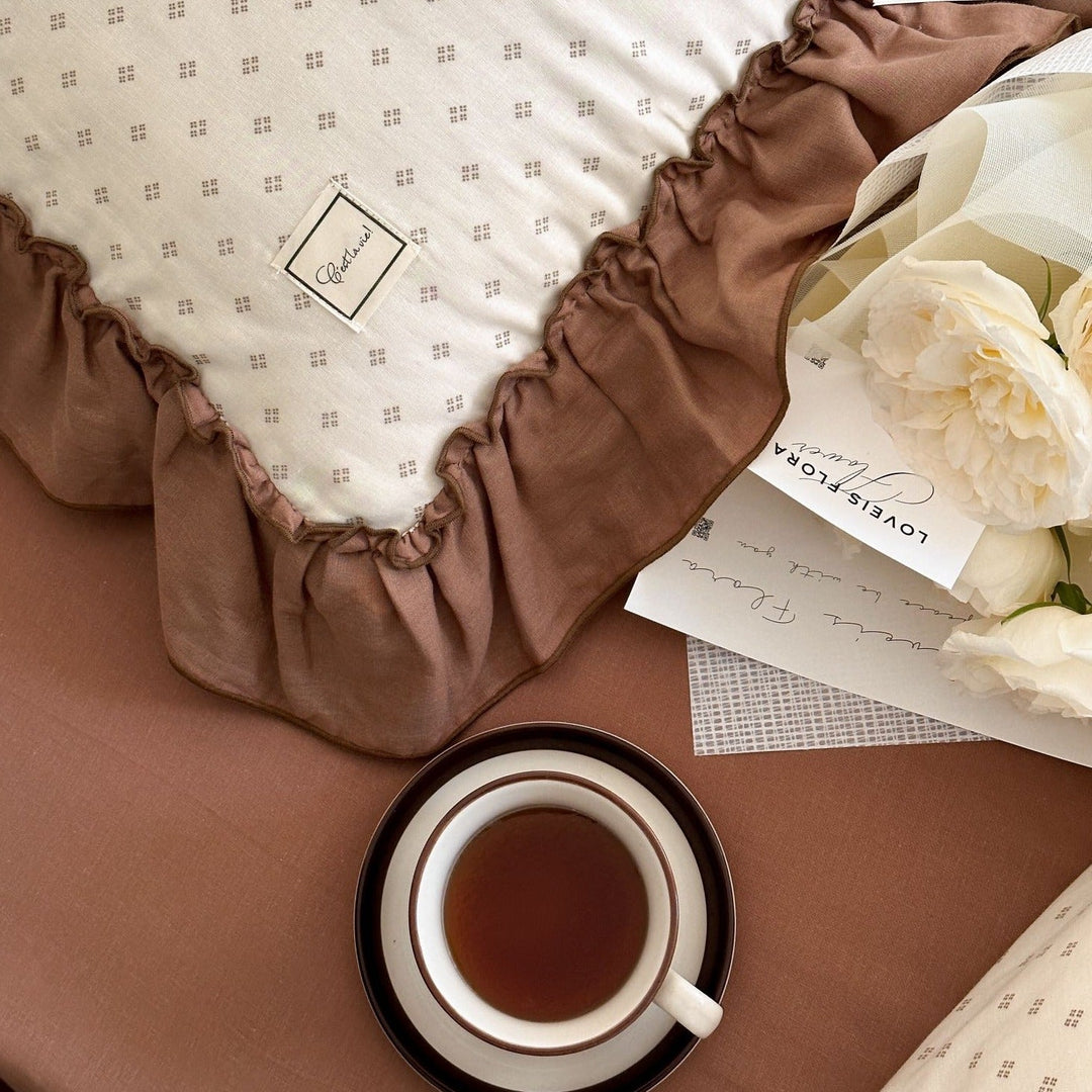 Coffee Snow Ruffle Bedding Set - Bedding - Delicors