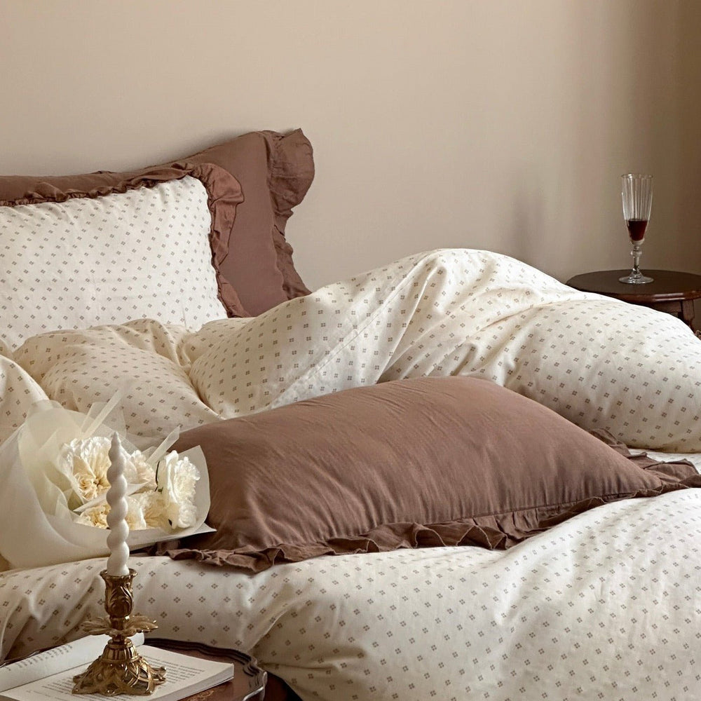 Coffee Snow Ruffle Bedding Set - Bedding - Delicors