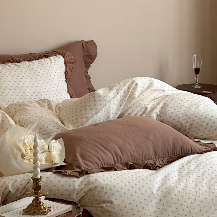 Coffee Snow Ruffle Bedding Set - Bedding - Delicors
