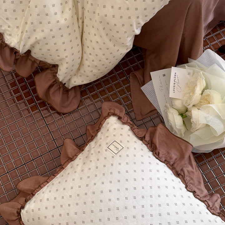 Coffee Snow Ruffle Bedding Set - Bedding - Delicors