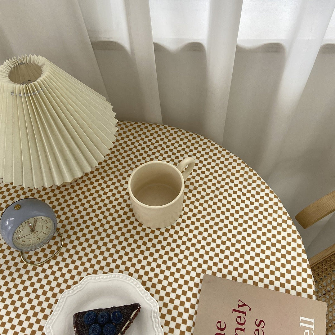 Mustard Checkerboard Table Cloth - Table Cloth - Delicors