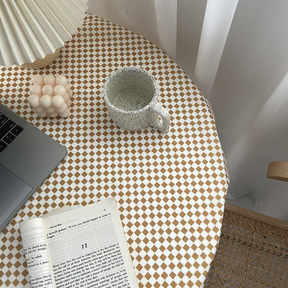 Mustard Checkerboard Table Cloth - Table Cloth - Delicors