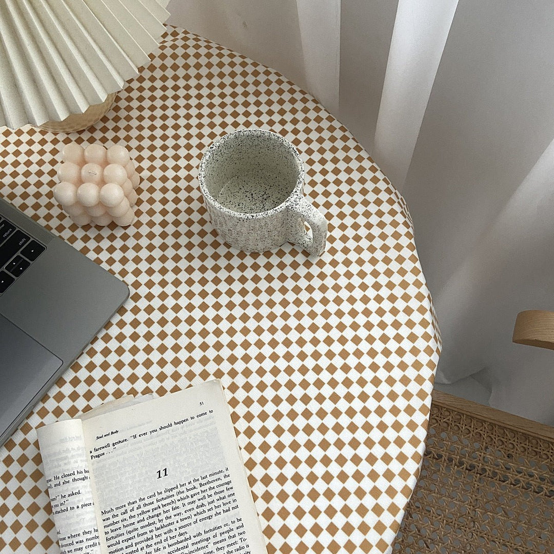 Mustard Checkerboard Table Cloth - Table Cloth - Delicors