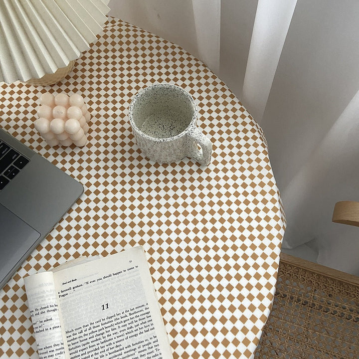 Mustard Checkerboard Table Cloth - Table Cloth - Delicors