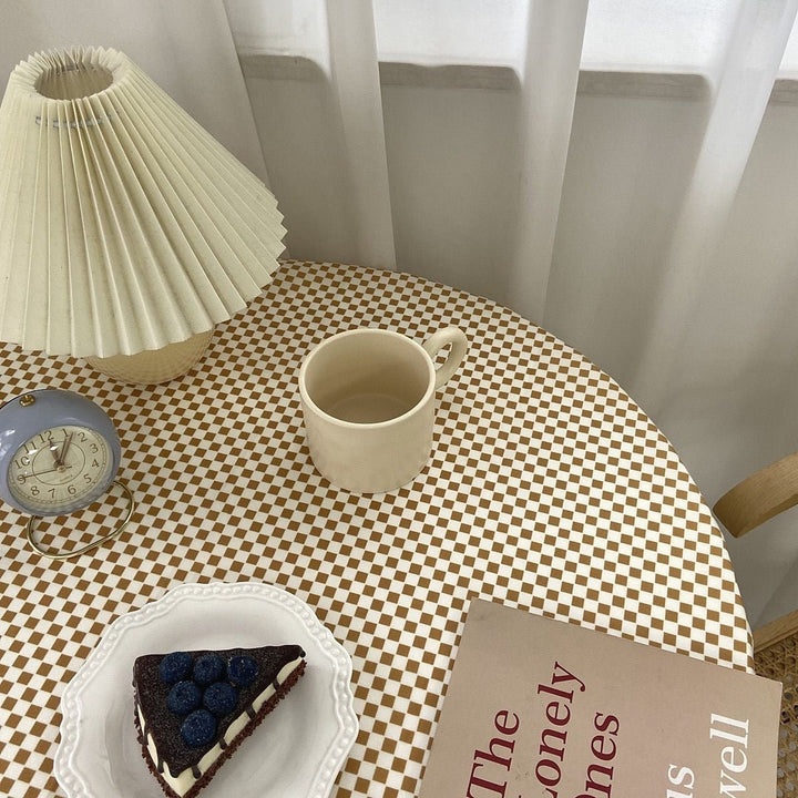 Mustard Checkerboard Table Cloth - Table Cloth - Delicors