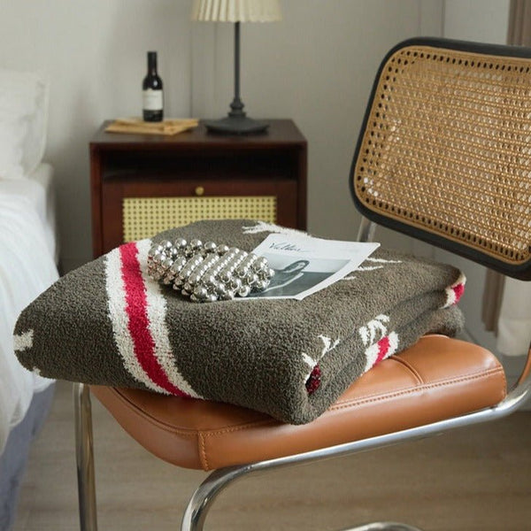 Reindeer Stripe Blanket - Throw - Delicors