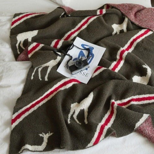 Reindeer Stripe Blanket - Throw - Delicors