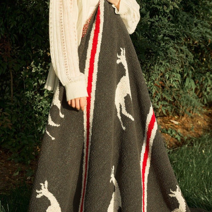 Reindeer Stripe Blanket - Throw - Delicors
