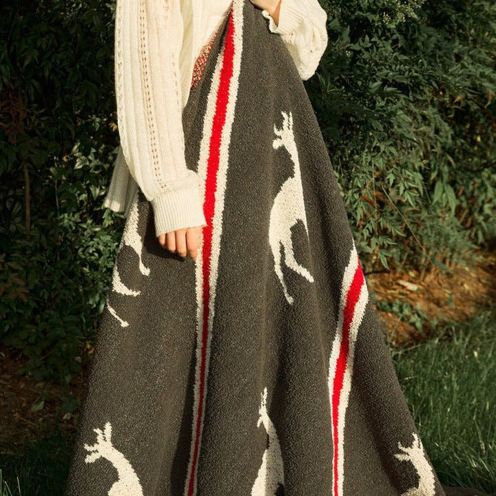 Reindeer Stripe Blanket - Throw - Delicors